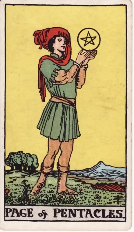 Page of Pentacles tarot card (Rider–Waite–Smith)