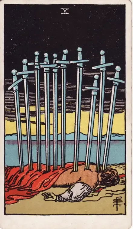 Ten of Swords tarot card (Rider–Waite–Smith)
